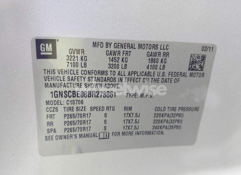 Photo 9 of 2011 Chevrolet Tahoe LT (VIN 1GNSCBE08BR273861)