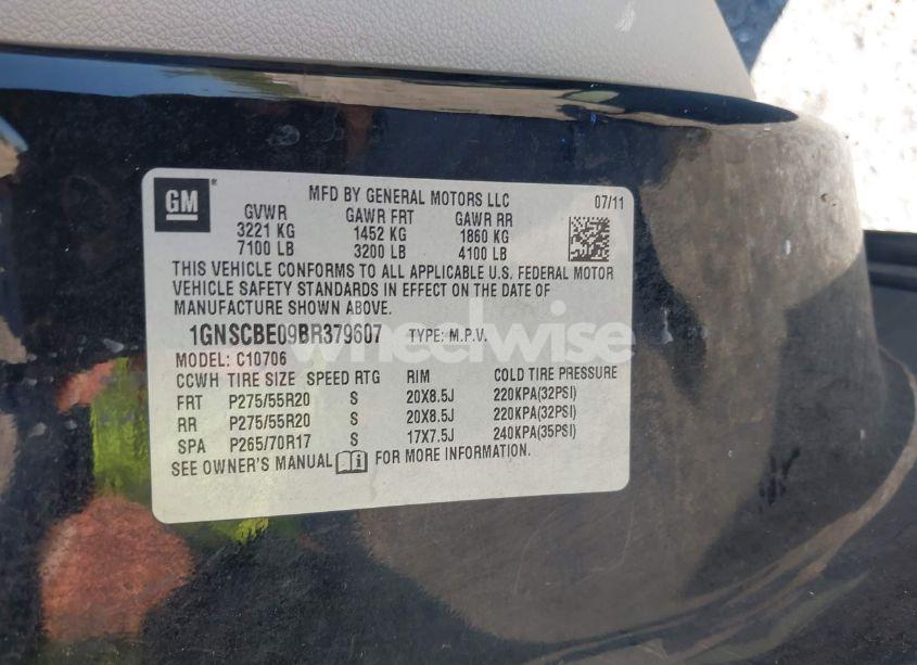 Photo 9 of 2011 Chevrolet Tahoe LT (VIN 1GNSCBE09BR379607)