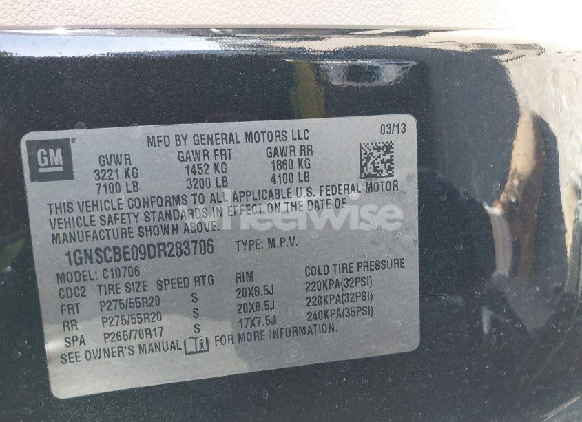 Photo 9 of 2013 Chevrolet Tahoe LT (VIN 1GNSCBE09DR283706)