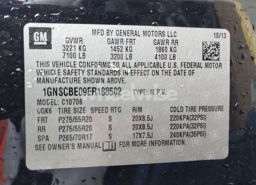 Photo 9 of 2014 Chevrolet Tahoe LT (VIN 1GNSCBE09ER188502)