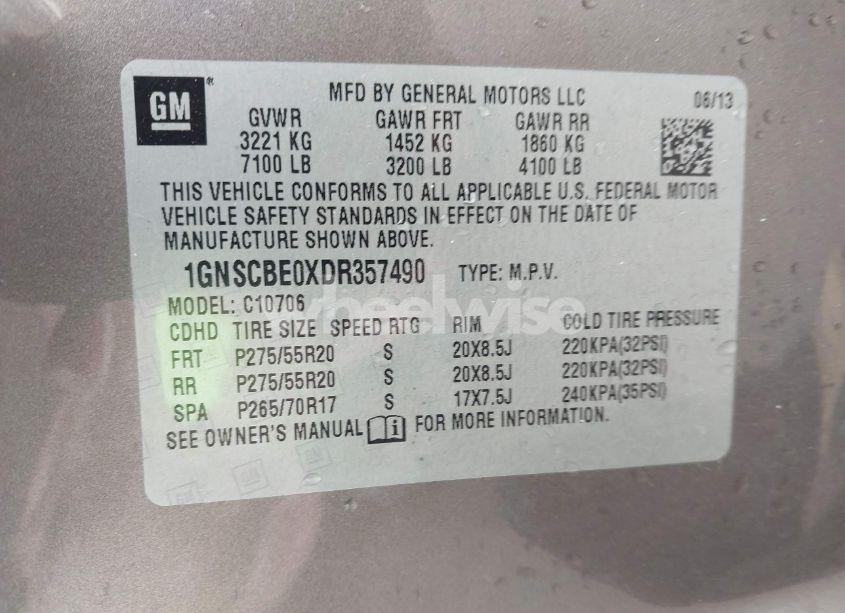 Photo 9 of 2013 Chevrolet Tahoe LT (VIN 1GNSCBE0XDR357490)