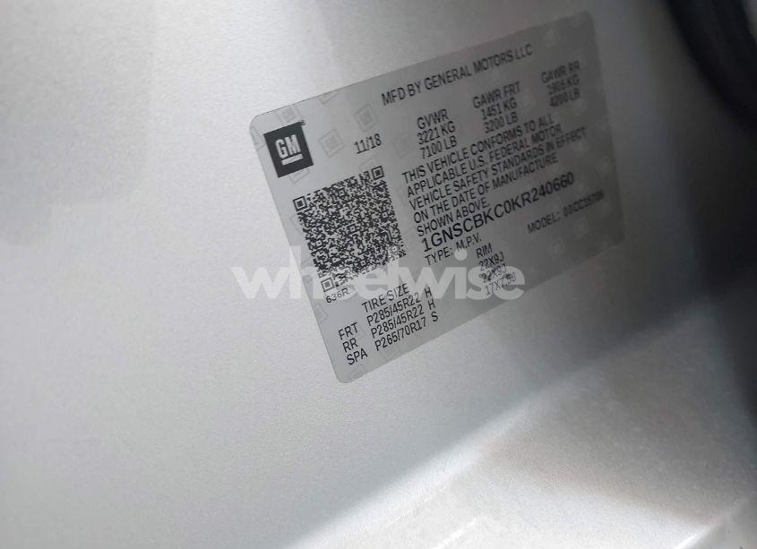 Photo 9 of 2019 Chevrolet Tahoe LT (VIN 1GNSCBKC0KR240660)