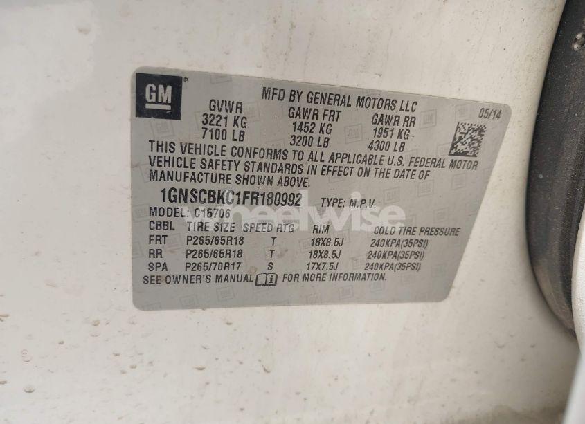 Photo 9 of 2015 Chevrolet Tahoe LT (VIN 1GNSCBKC1FR180992)