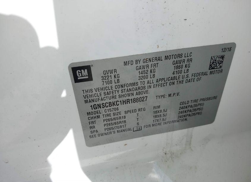 Photo 9 of 2017 Chevrolet Tahoe LT (VIN 1GNSCBKC1HR188027)