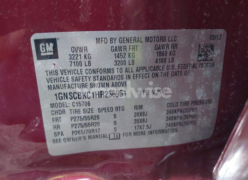 Photo 9 of 2017 Chevrolet Tahoe LT (VIN 1GNSCBKC1HR236951)