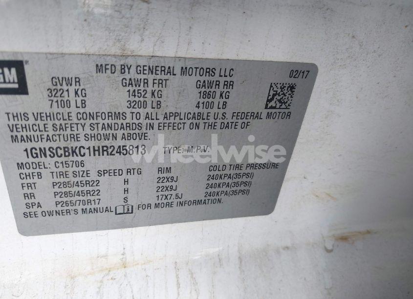 Photo 9 of 2017 Chevrolet Tahoe LT (VIN 1GNSCBKC1HR245813)