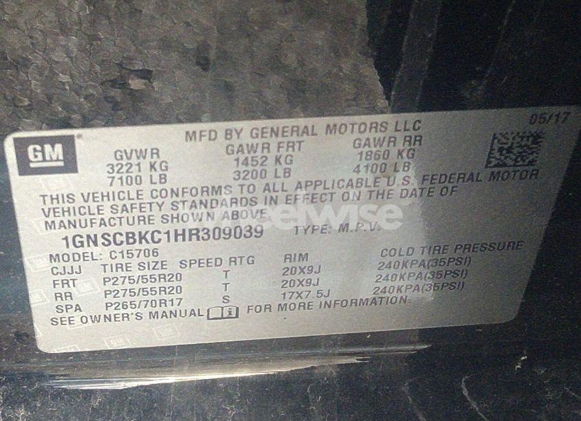 Photo 9 of 2017 Chevrolet Tahoe LT (VIN 1GNSCBKC1HR309039)