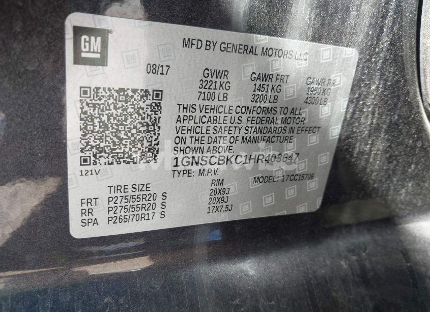 Photo 9 of 2017 Chevrolet Tahoe LT (VIN 1GNSCBKC1HR403647)