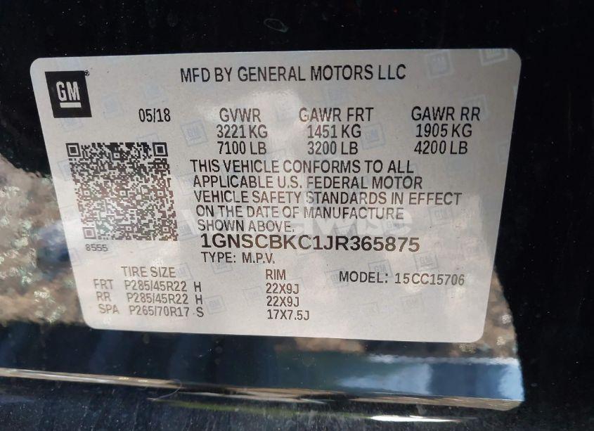 Photo 9 of 2018 Chevrolet Tahoe LT (VIN 1GNSCBKC1JR365875)