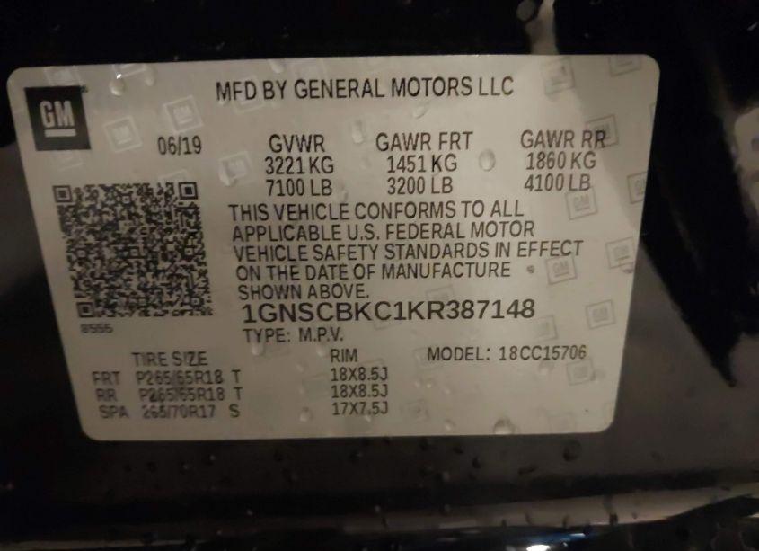 Photo 9 of 2019 Chevrolet Tahoe LT (VIN 1GNSCBKC1KR387148)