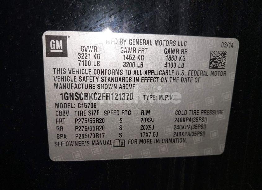 Photo 9 of 2015 Chevrolet Tahoe LT (VIN 1GNSCBKC2FR121370)