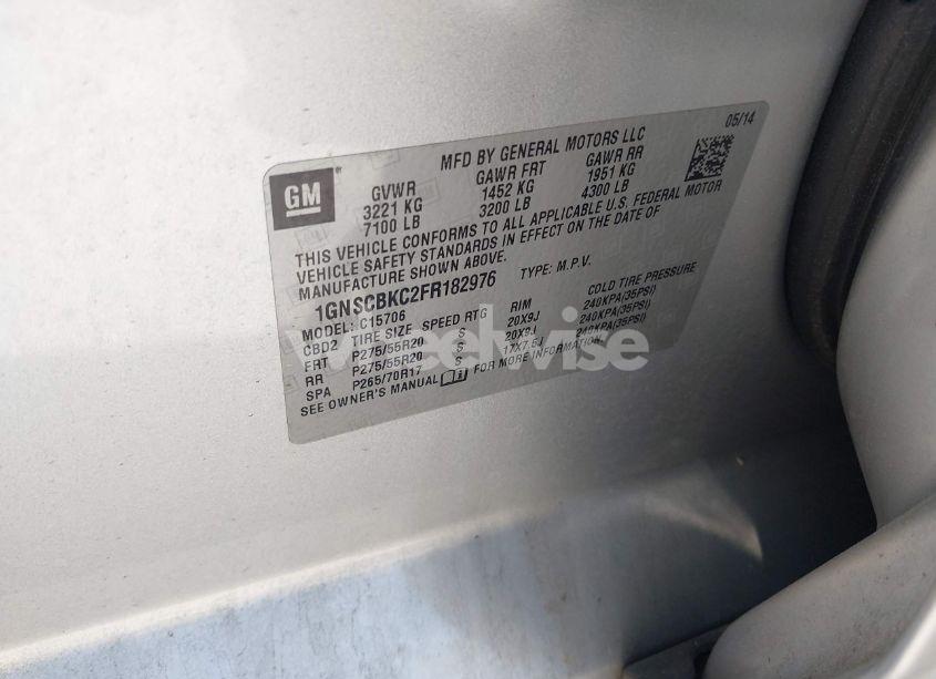 Photo 9 of 2015 Chevrolet Tahoe LT (VIN 1GNSCBKC2FR182976)