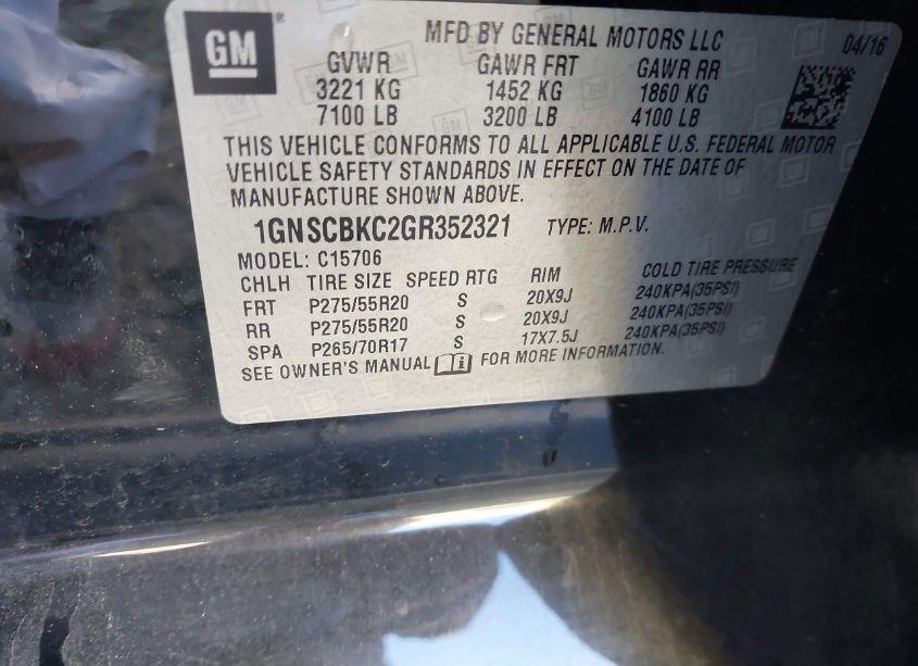 Photo 9 of 2016 Chevrolet Tahoe LT (VIN 1GNSCBKC2GR352321)