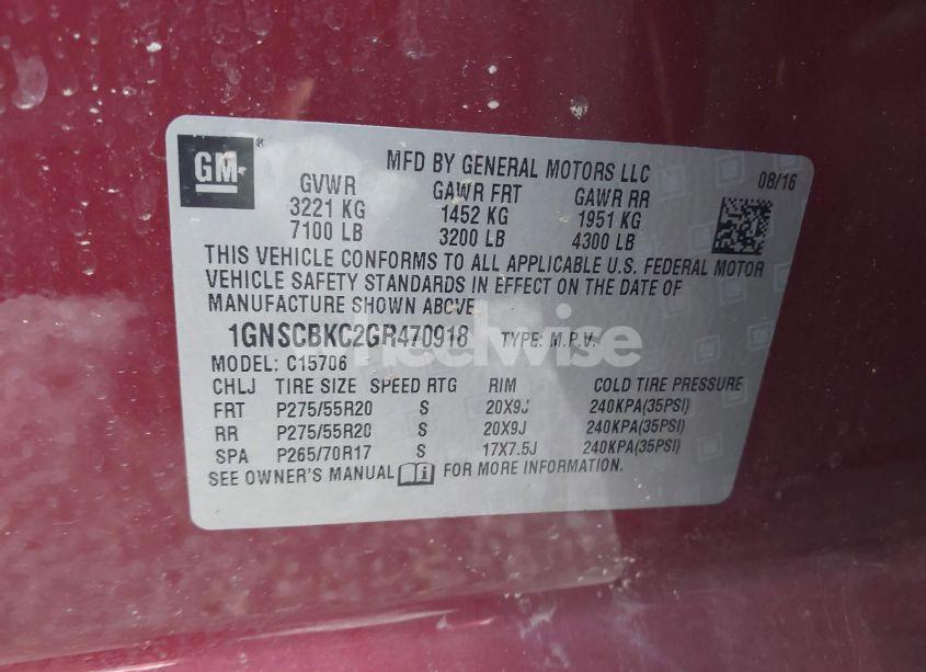 Photo 9 of 2016 Chevrolet Tahoe LT (VIN 1GNSCBKC2GR470918)