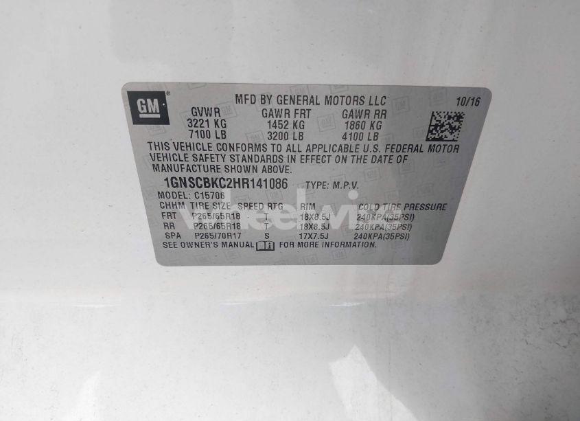 Photo 9 of 2017 Chevrolet Tahoe LT (VIN 1GNSCBKC2HR141086)