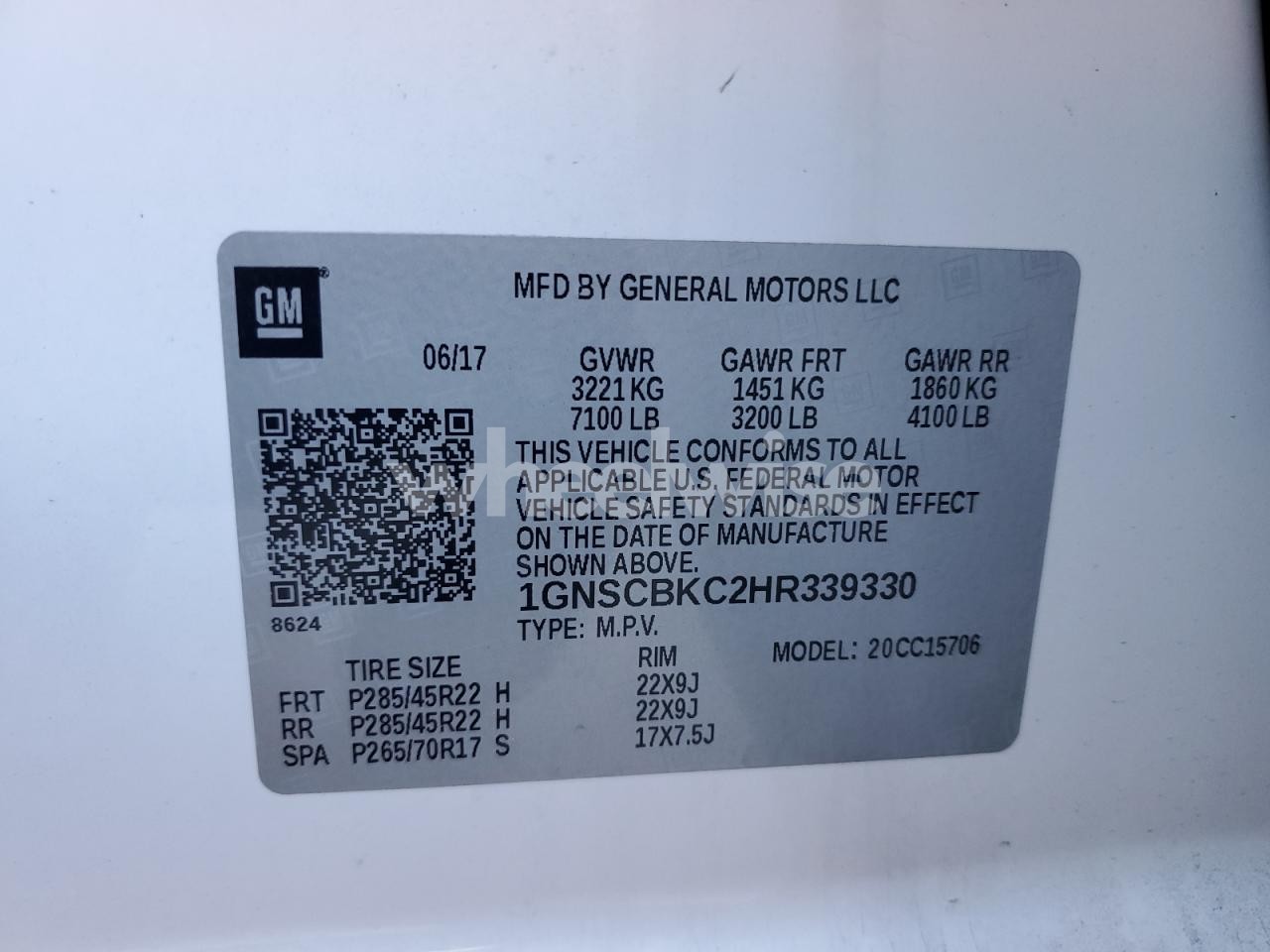 Photo 14 of 2017 CHEVROLET TAHOE C1500 LT (VIN 1GNSCBKC2HR339330)