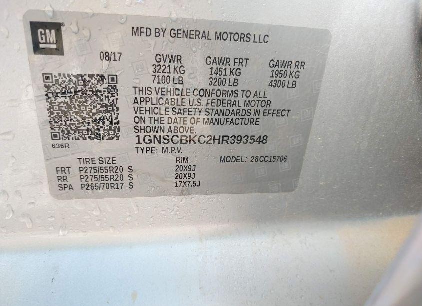 Photo 9 of 2017 Chevrolet Tahoe LT (VIN 1GNSCBKC2HR393548)