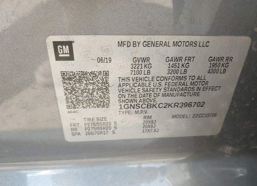 Photo 9 of 2019 Chevrolet Tahoe LT (VIN 1GNSCBKC2KR396702)