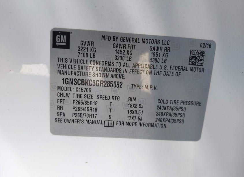 Photo 9 of 2016 Chevrolet Tahoe LT (VIN 1GNSCBKC3GR285082)