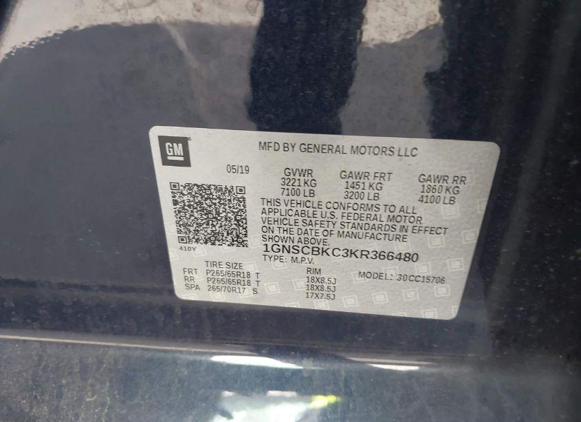 Photo 9 of 2019 Chevrolet Tahoe LT (VIN 1GNSCBKC3KR366480)