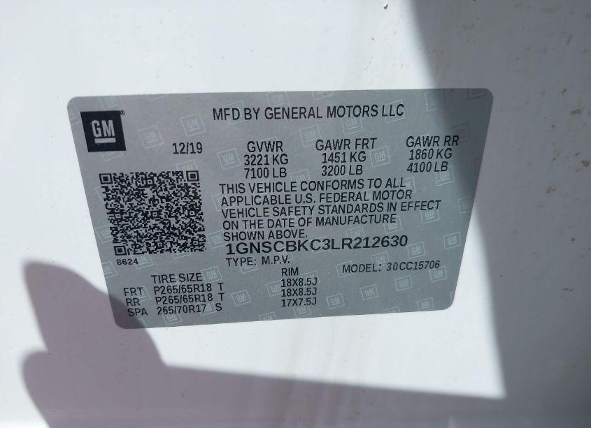 Photo 9 of 2020 Chevrolet Tahoe 2WD LT (VIN 1GNSCBKC3LR212630)