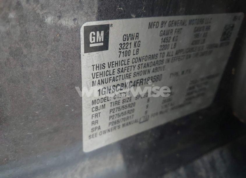 Photo 9 of 2015 Chevrolet Tahoe LT (VIN 1GNSCBKC4FR183580)