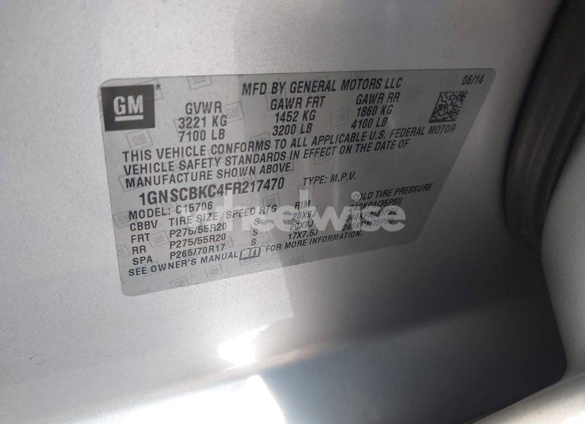 Photo 9 of 2015 Chevrolet Tahoe LT (VIN 1GNSCBKC4FR217470)