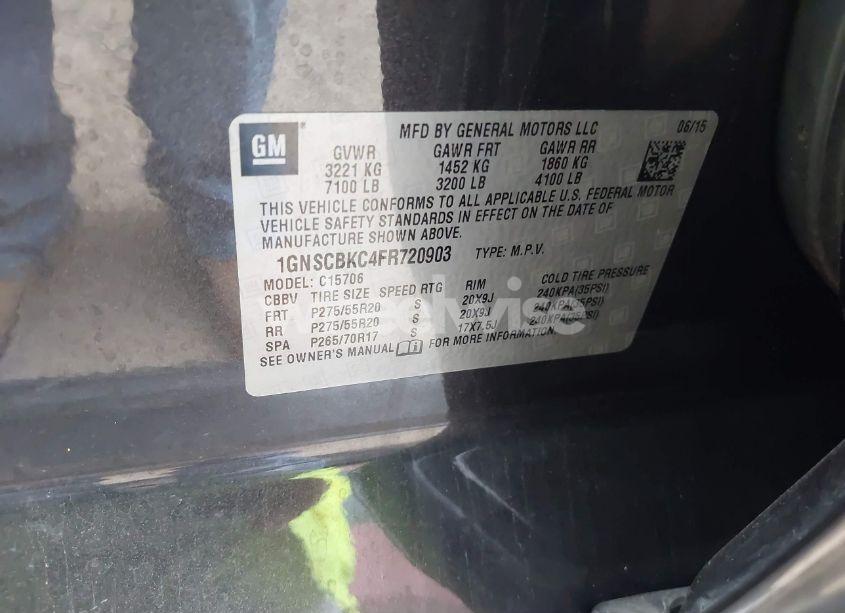 Photo 9 of 2015 Chevrolet Tahoe LT (VIN 1GNSCBKC4FR720903)