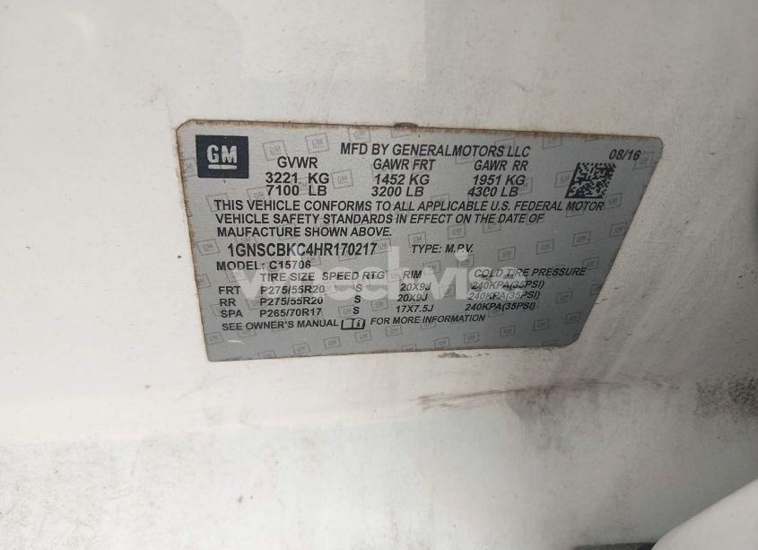 Photo 9 of 2017 Chevrolet Tahoe LT (VIN 1GNSCBKC4HR170217)