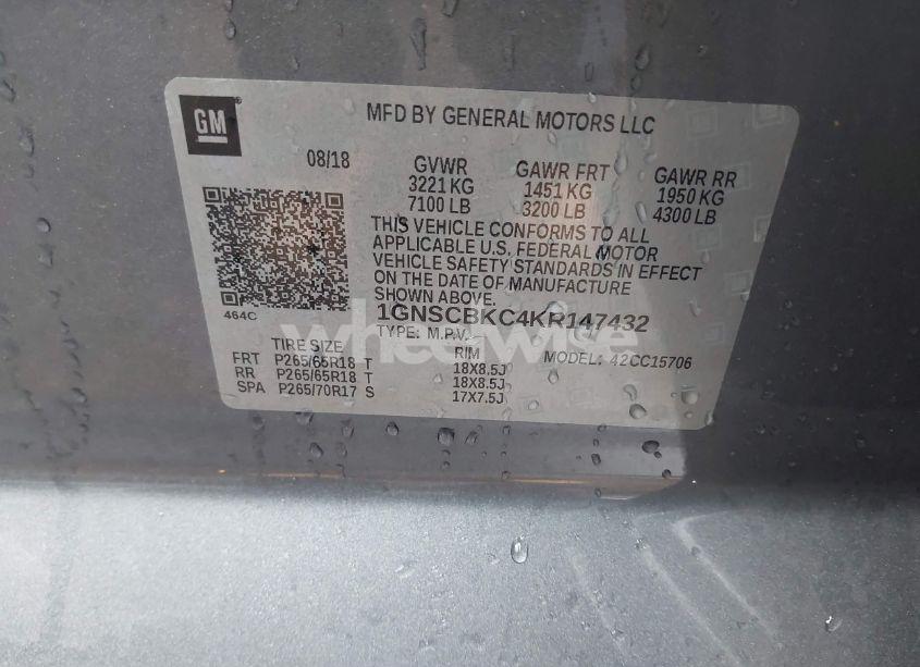 Photo 9 of 2019 Chevrolet Tahoe LT (VIN 1GNSCBKC4KR147432)