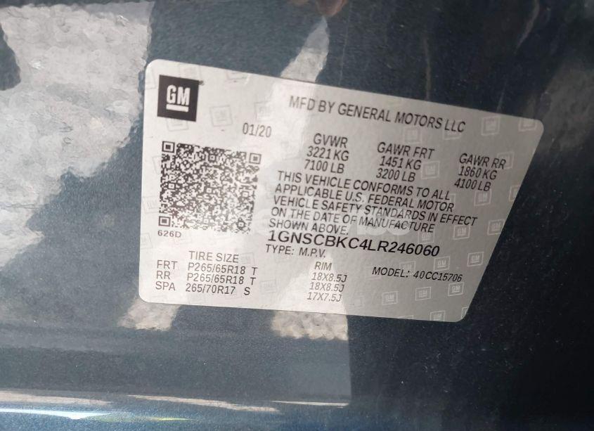 Photo 9 of 2020 Chevrolet Tahoe 2WD LT (VIN 1GNSCBKC4LR246060)