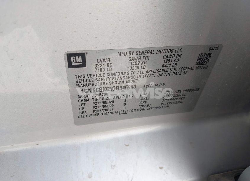 Photo 9 of 2016 Chevrolet Tahoe LT (VIN 1GNSCBKC5GR345900)