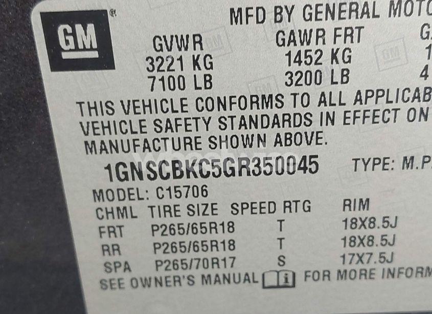 Photo 9 of 2016 Chevrolet Tahoe LT (VIN 1GNSCBKC5GR350045)