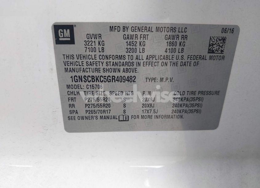 Photo 9 of 2016 Chevrolet Tahoe LT (VIN 1GNSCBKC5GR409482)