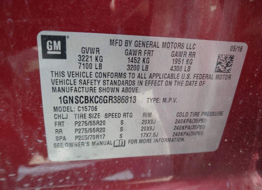 Photo 9 of 2016 Chevrolet Tahoe LT (VIN 1GNSCBKC6GR386813)