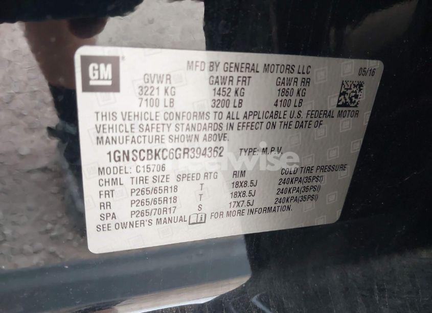 Photo 9 of 2016 Chevrolet Tahoe LT (VIN 1GNSCBKC6GR394362)