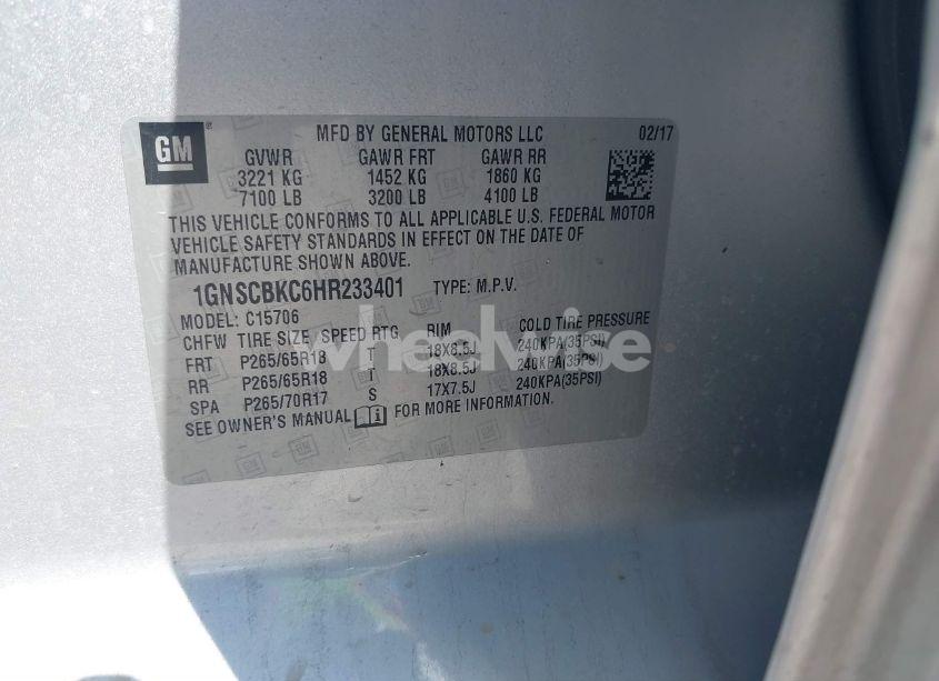 Photo 9 of 2017 Chevrolet Tahoe LT (VIN 1GNSCBKC6HR233401)