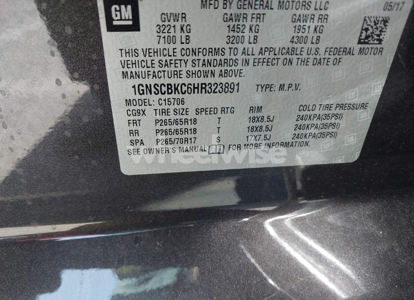 Photo 9 of 2017 Chevrolet Tahoe LT (VIN 1GNSCBKC6HR323891)