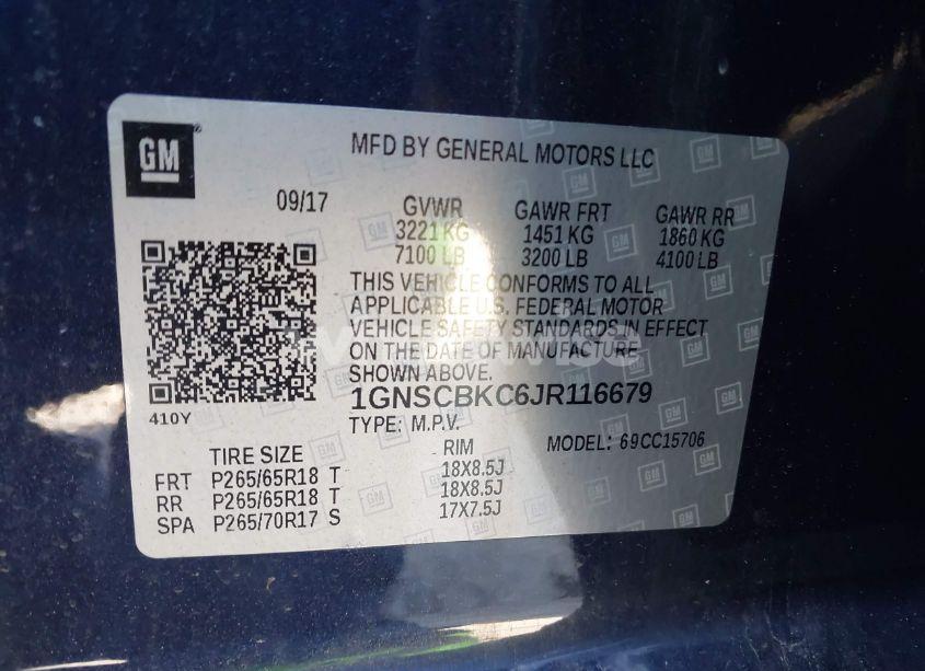 Photo 9 of 2018 Chevrolet Tahoe LT (VIN 1GNSCBKC6JR116679)