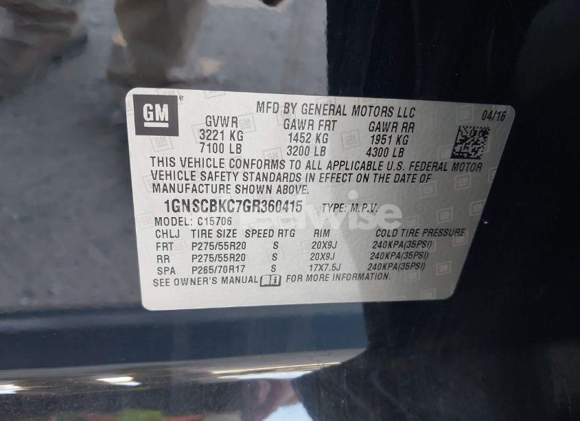 Photo 9 of 2016 Chevrolet Tahoe LT (VIN 1GNSCBKC7GR360415)