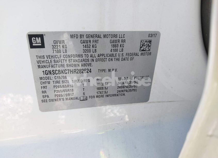 Photo 9 of 2017 Chevrolet Tahoe C1500 LT (VIN 1GNSCBKC7HR282624)