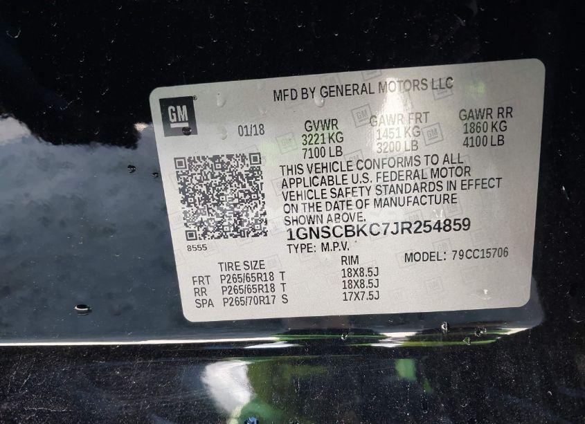 Photo 9 of 2018 Chevrolet Tahoe LT (VIN 1GNSCBKC7JR254859)