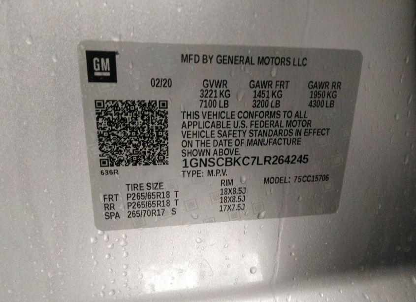 Photo 9 of 2020 Chevrolet Tahoe 2WD LT (VIN 1GNSCBKC7LR264245)