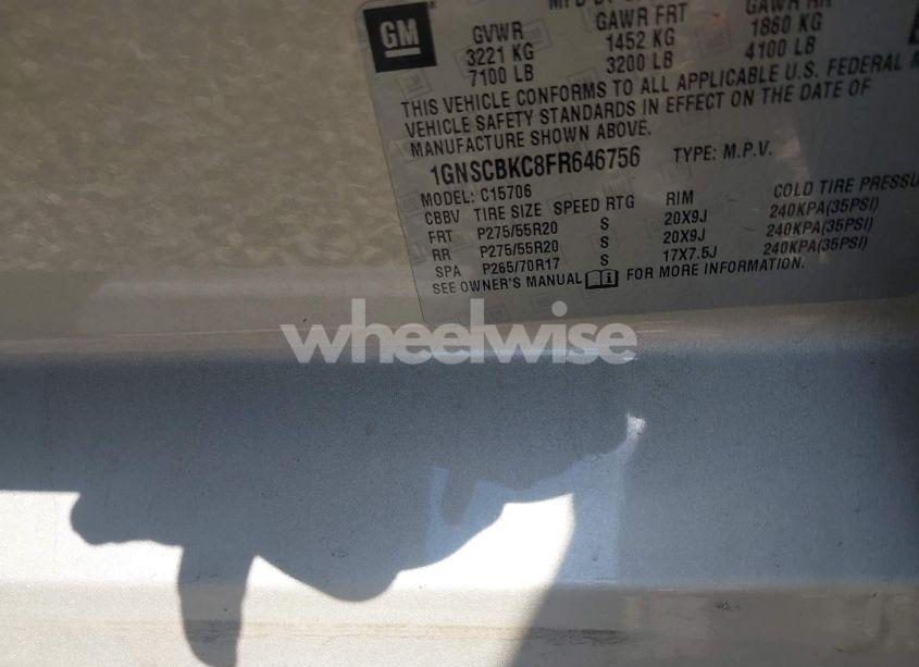 Photo 9 of 2015 Chevrolet Tahoe LT (VIN 1GNSCBKC8FR646756)