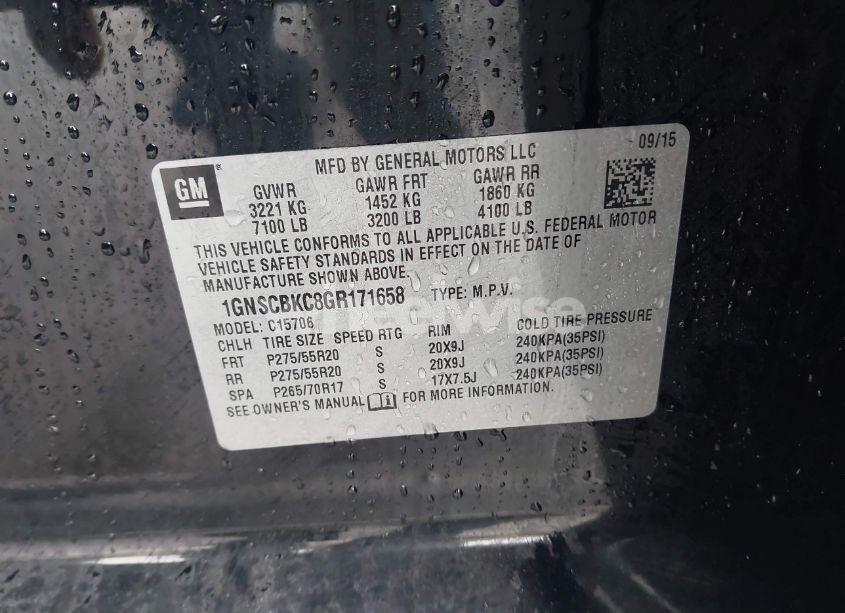 Photo 9 of 2016 Chevrolet Tahoe LT (VIN 1GNSCBKC8GR171658)