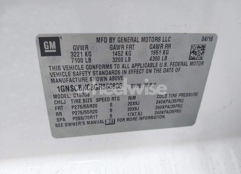 Photo 9 of 2016 Chevrolet Tahoe LT (VIN 1GNSCBKC8GR366806)