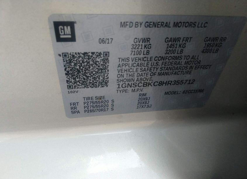 Photo 9 of 2017 Chevrolet Tahoe LT (VIN 1GNSCBKC8HR355712)