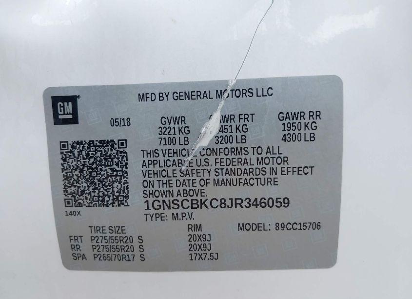 Photo 9 of 2018 Chevrolet Tahoe LT (VIN 1GNSCBKC8JR346059)