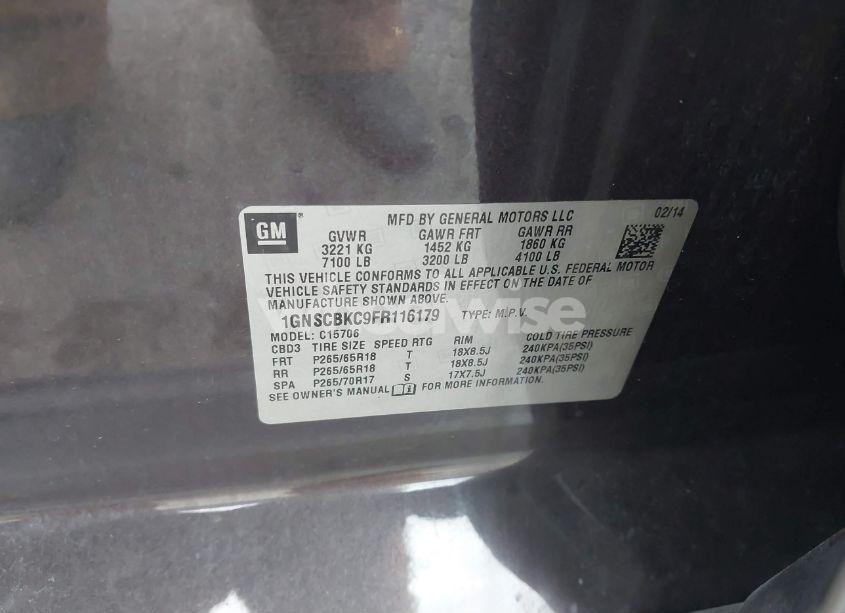 Photo 9 of 2015 Chevrolet Tahoe C1500 LT (VIN 1GNSCBKC9FR116179)