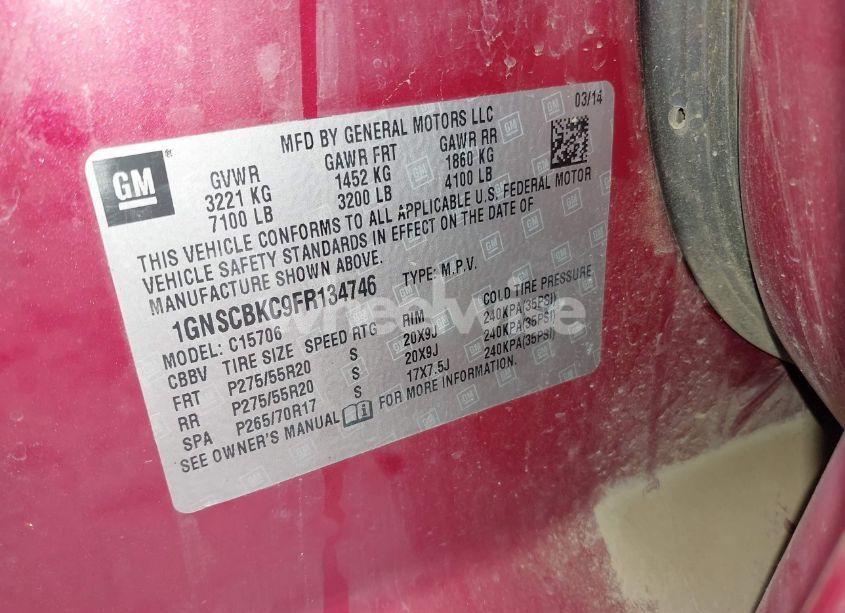 Photo 9 of 2015 Chevrolet Tahoe LT (VIN 1GNSCBKC9FR134746)